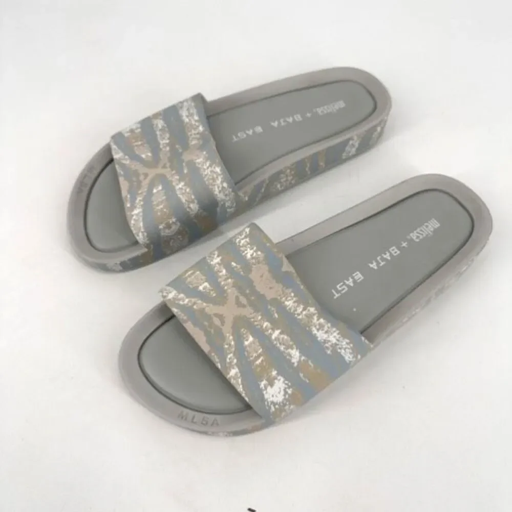 Melissa Beach Slide + Baja East Gray Camo Beach Sandals Slides Size 9‎ EUC